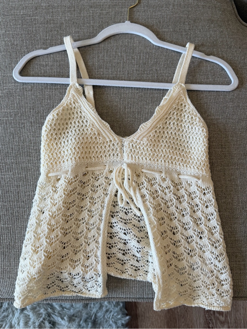 Windsor Cream Crochet Tie-Front Camisole
